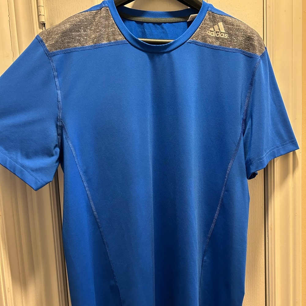 Adidas Men's Vibrant Blue and Charcoal Tee